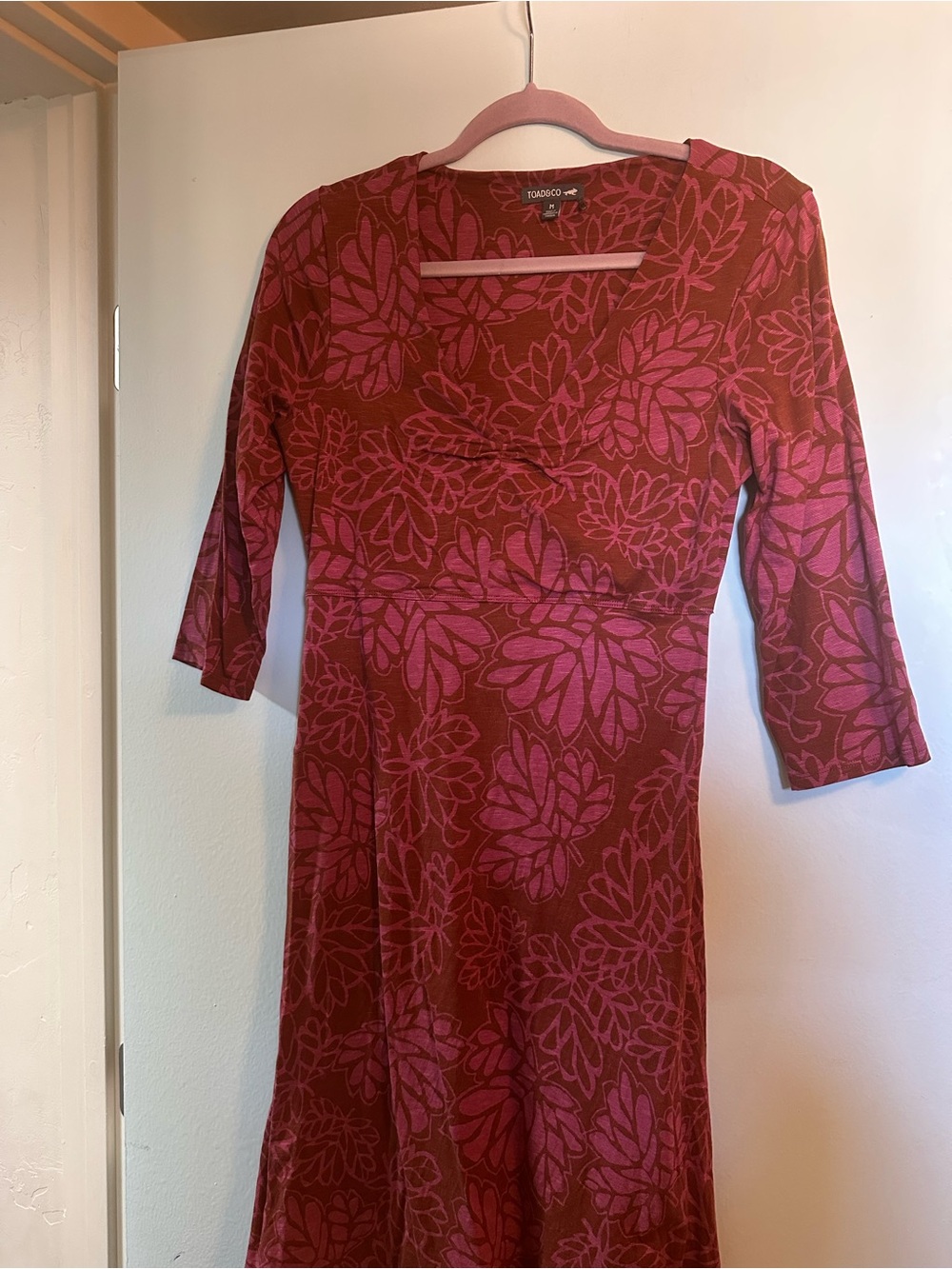 Toad&Co Rose and Burgundy Floral Midi Dress
